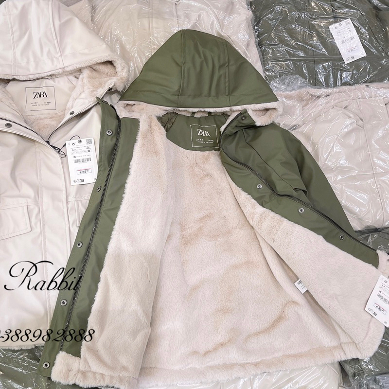 Áo raincoat lót lông thỏ Z@ra
