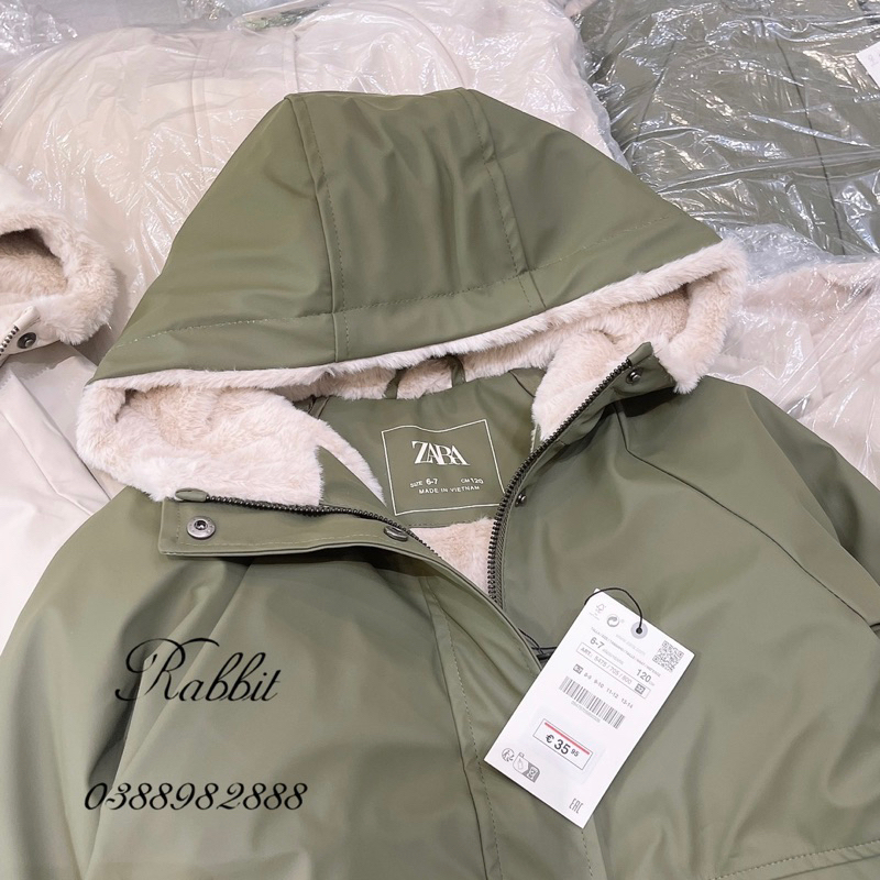 Áo raincoat lót lông thỏ Z@ra