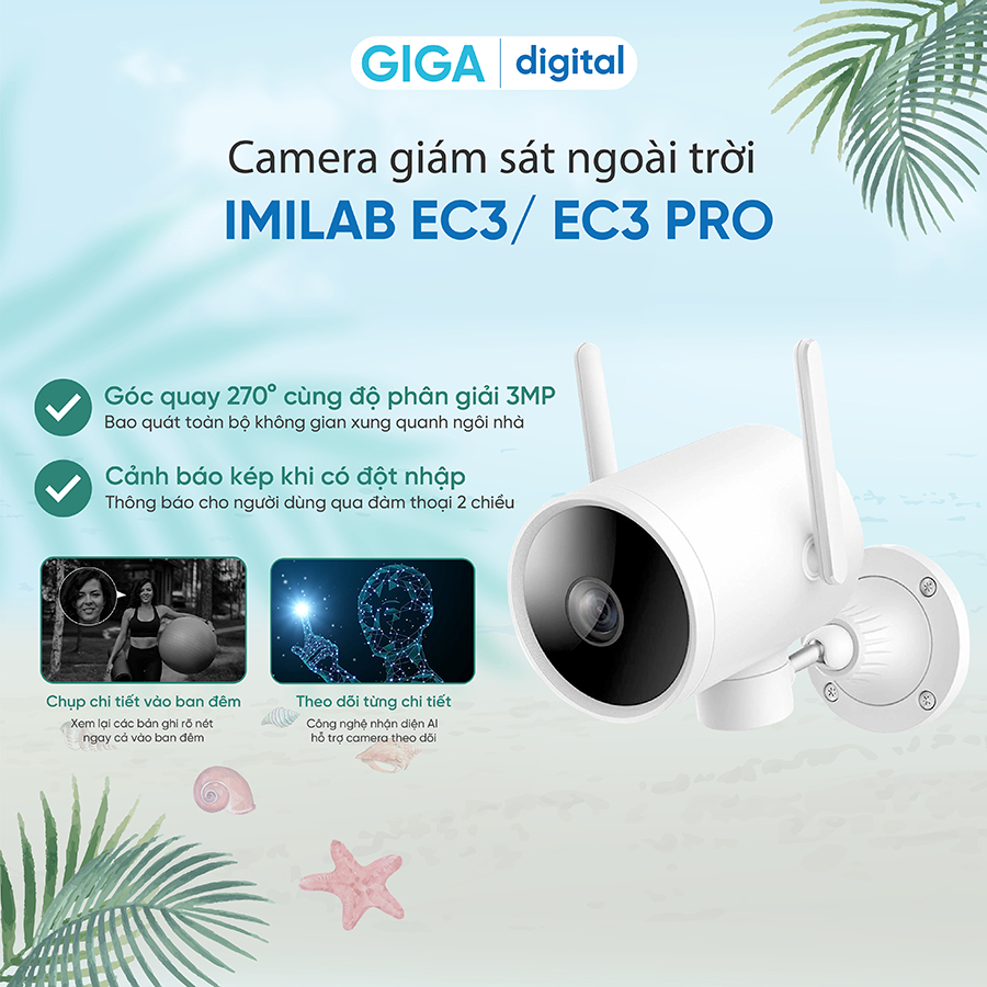 Camera giám sát ngoài trời Imilab EC3 / Imilab EC3 Pro nhìn đêm full màu, tầm nhìn vượt trội  - Bản Pro hỗ trợ PC app