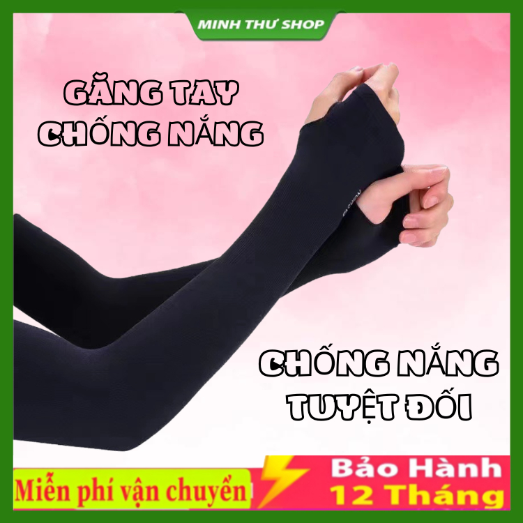 Găng Tay Chống Nắng Xỏ Ngón Nam Nữ Vải Dày Dặn Co Giãn , Bảo Hành 12 Tháng
