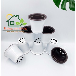 CT98M - Sét 10 cái chậu trắng tròn ươm trồng cây giống nhựa PP size 9x8cm
