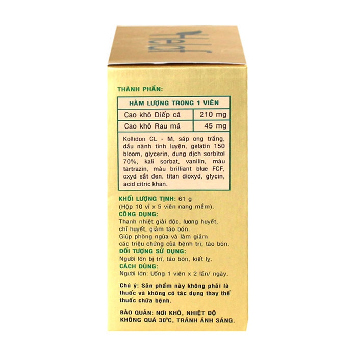 Viên diếp cá Helaf - hỗ trợ thanh nhiệt, giảm táo bón, hộp 50 viên