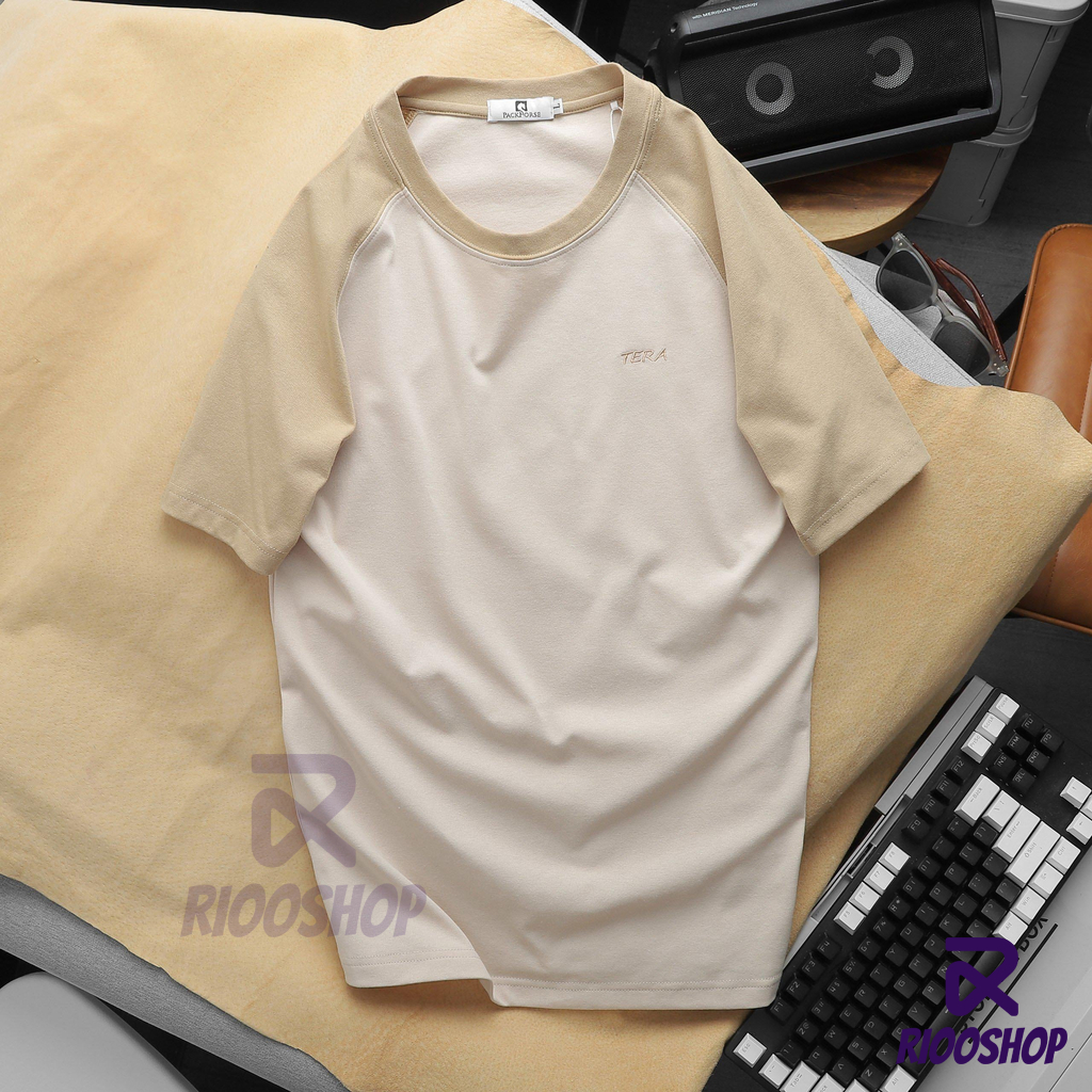 Áo thun nam cổ tròn đẹp, áo phông nam cotton 100 raglan trắng, kem, xám RIOOSHOP RTX007 có size lớn, big size