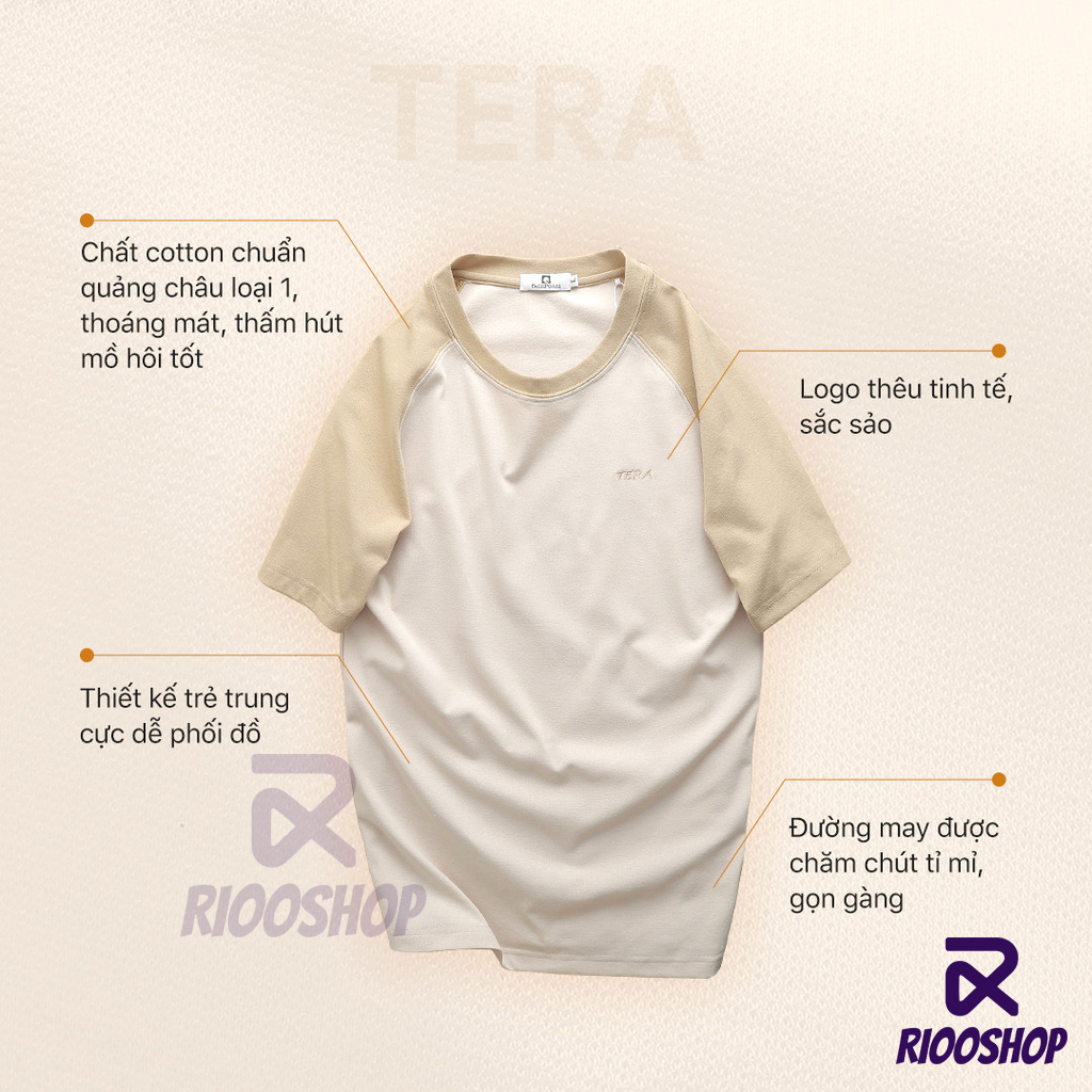Áo thun nam cổ tròn đẹp, áo phông nam cotton 100 raglan trắng, kem, xám RIOOSHOP RTX007 có size lớn, big size