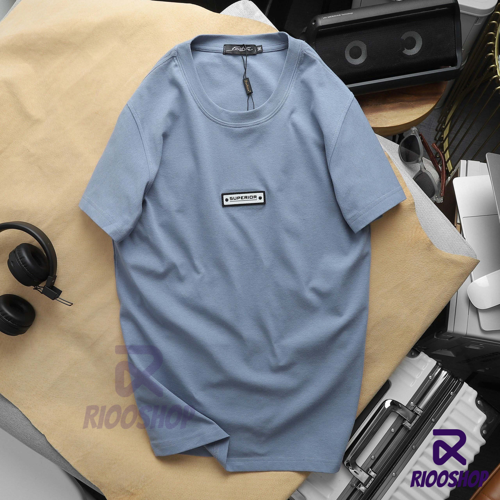 Áo thun nam cổ tròn basic, áo phông nam cotton cao cấp có size lớn, big size màu xanh, kem RIOOSHOP RTX009