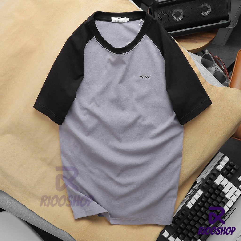 Áo thun nam cổ tròn đẹp, áo phông nam cotton 100 raglan trắng, kem, xám RIOOSHOP RTX007 có size lớn, big size