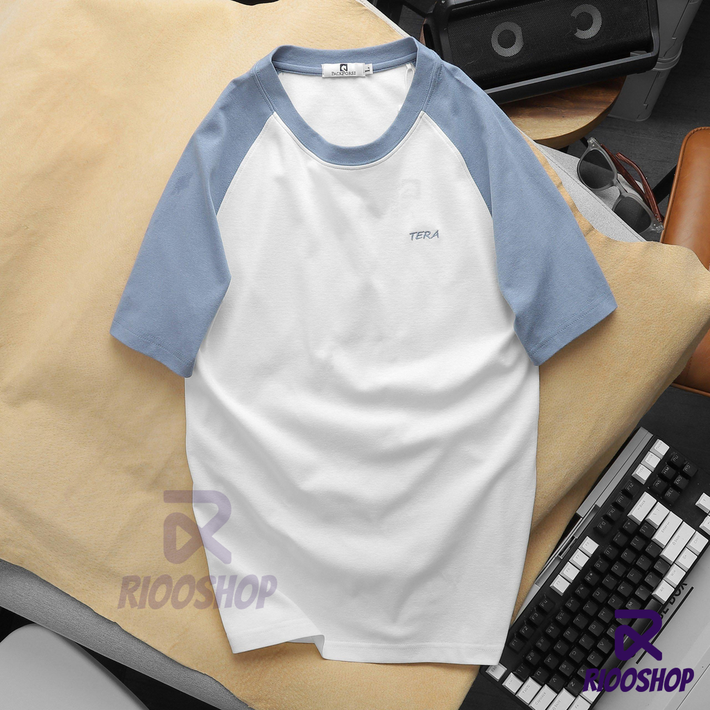 Áo thun nam cổ tròn đẹp, áo phông nam cotton 100 raglan trắng, kem, xám RIOOSHOP RTX007 có size lớn, big size