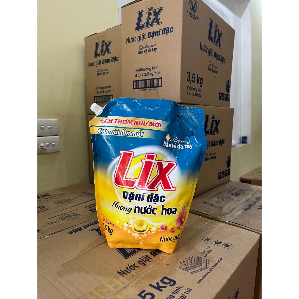Combo 2 túi nước giặt Lix đậm đặc hương nước hoa và hương hoa 3.5Kg thơm tho khử mùi nấm mốc NGH07+NG350