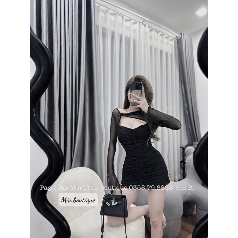 Váy body lưới xoắn ngực sexy sang chảnh
