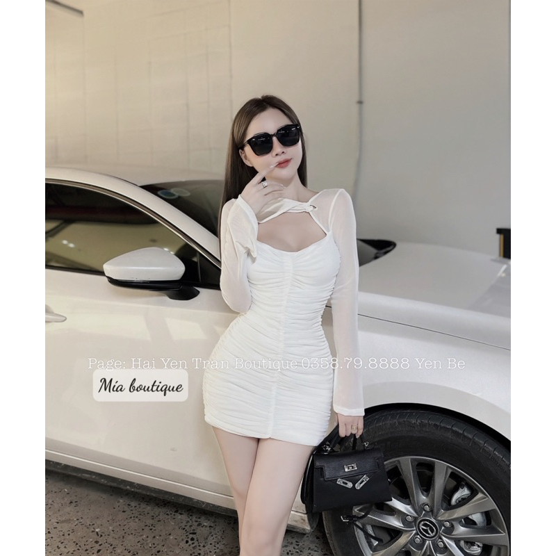 Váy body lưới xoắn ngực sexy sang chảnh