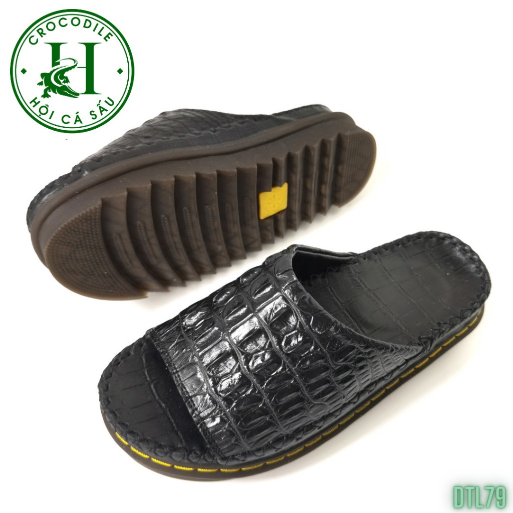 Dép Da Nam Doctor Độn Đế Tăng Chiều Cao Chất Liệu Da Lưng Cá Sấu Cao Cấp DTL79 - Cam kết da thật 100%