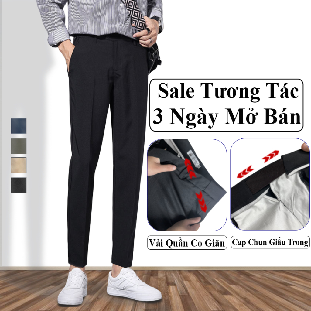 Quần Âu Nam Cao Cấp Vicenzo Form Đứng Trẻ Trung Cạp Quần Co Giãn Thoải Mái Không Chật Bụng