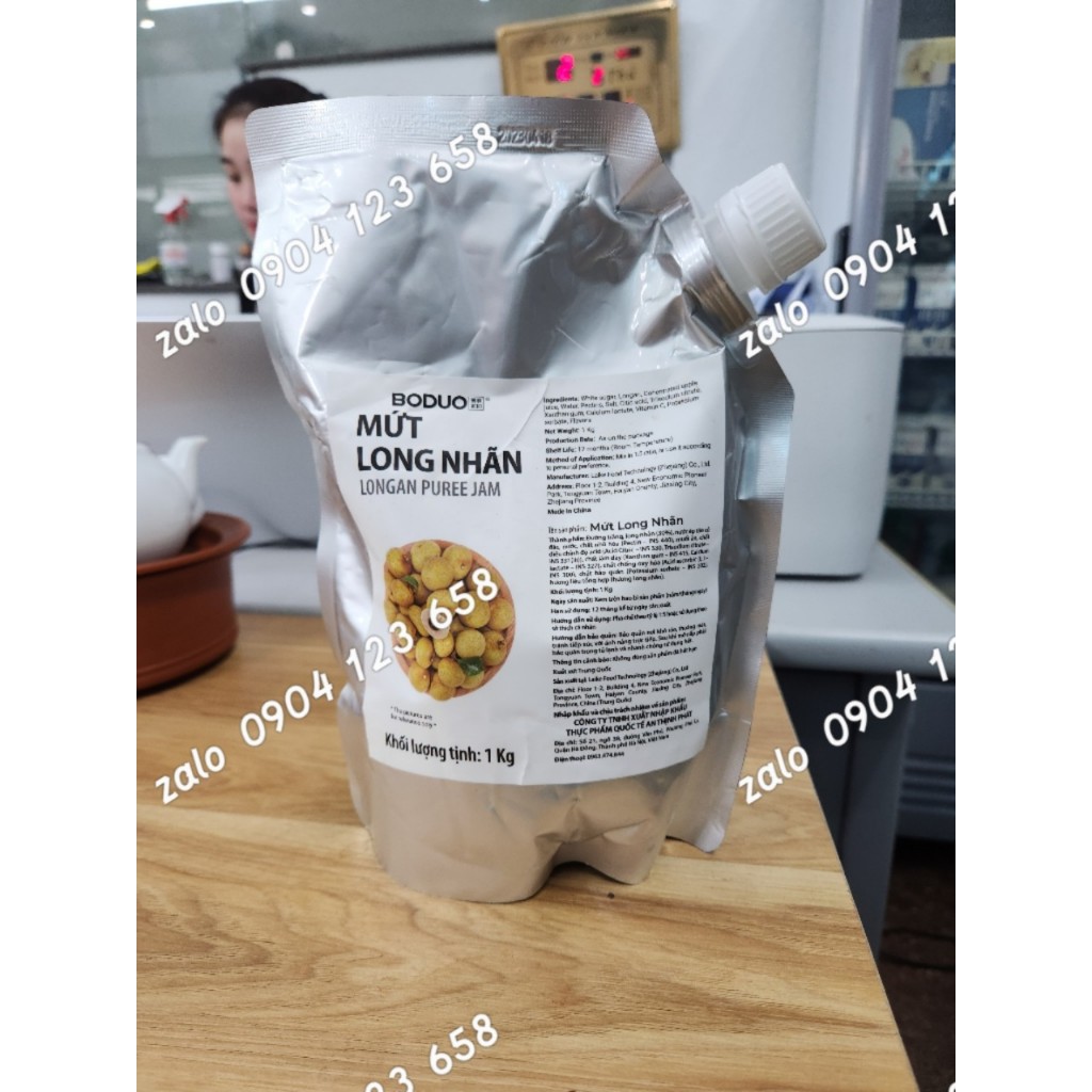 Mứt sốt LONG NHÃN BODUO túi 1kg pha trà trái cây thơm ngon - trà nhãn cần có