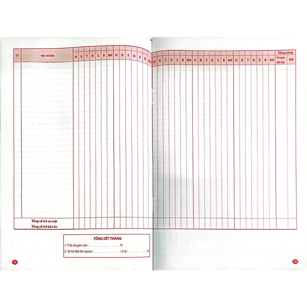 Sách - Sổ Theo Dõi Trẻ Đến Nhóm/ Lớp Mầm Non