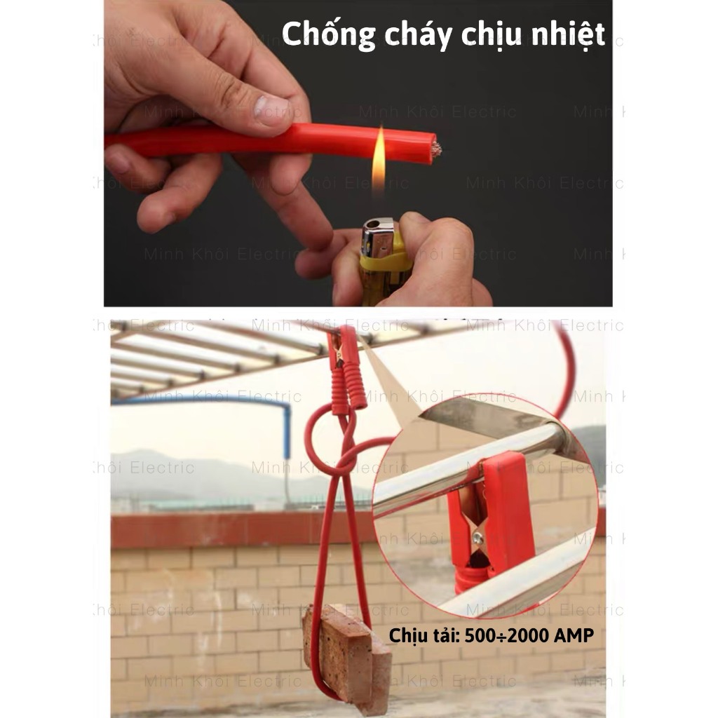 Dây câu bình ắc quy ô tô lõi đồng 1000A,dây kích điện ô tô xe hơi,bộ dây cáp câu bình acquy xe hơi,dây câu sạc bình