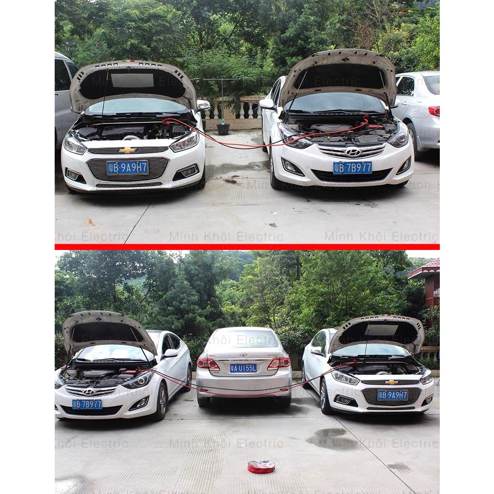 Dây câu bình ắc quy ô tô lõi đồng 1000A,dây kích điện ô tô xe hơi,bộ dây cáp câu bình acquy xe hơi,dây câu sạc bình