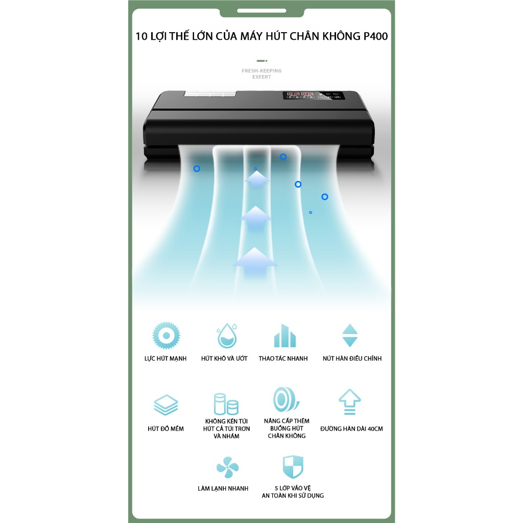 Máy Hút Chân Không Kinh Doanh P400 Không Kén Túi Hút Cực Khỏe