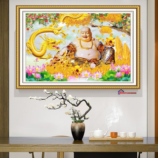 Tranh đính đá,thêu chữ thập phật di lạc VS389 (90cm x 60m) VS477 (1m20 x 65cm)