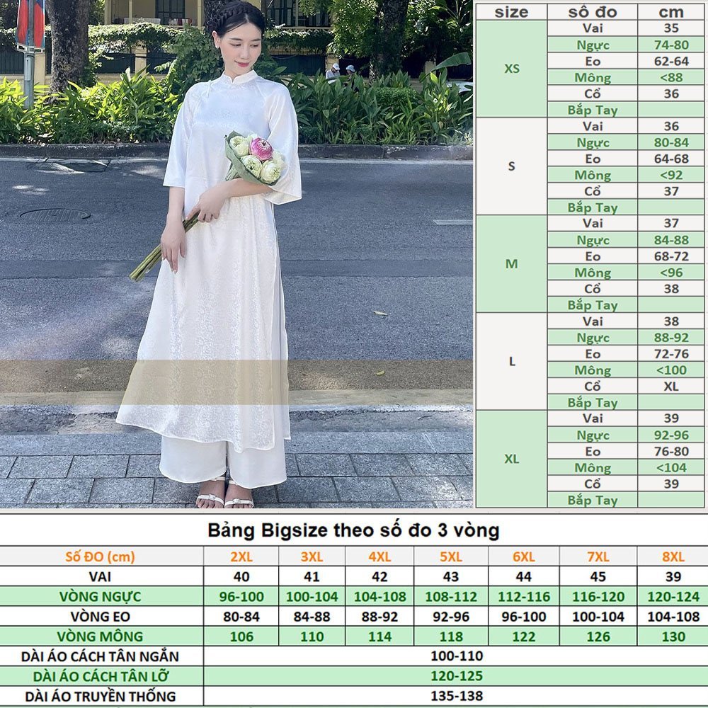 Bigsize Áo Dài Cách Tân Nữ Gấm Tơ Vân Hoa LD36