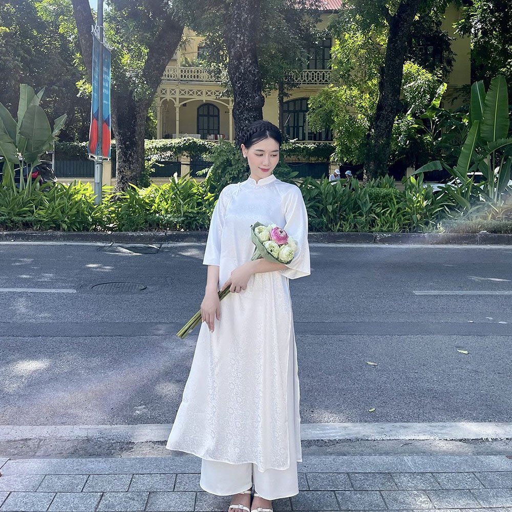 Bigsize Áo Dài Cách Tân Nữ Gấm Tơ Vân Hoa LD36