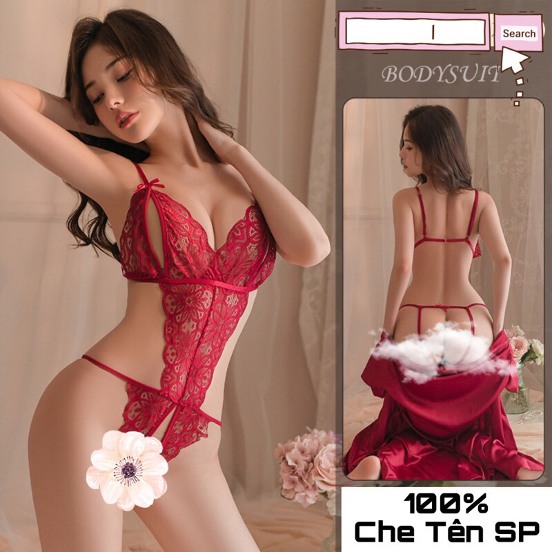 Bộ đồ lót ren hoa dáng liền hở đáy sexy cho bạn gái B65