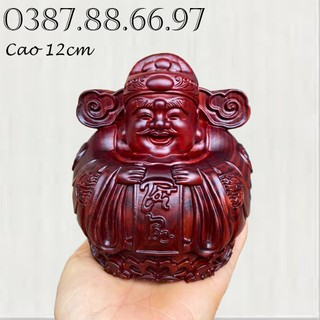 Tượng thần tài tài lộc hình quả trứng chất liệu gỗ trắc