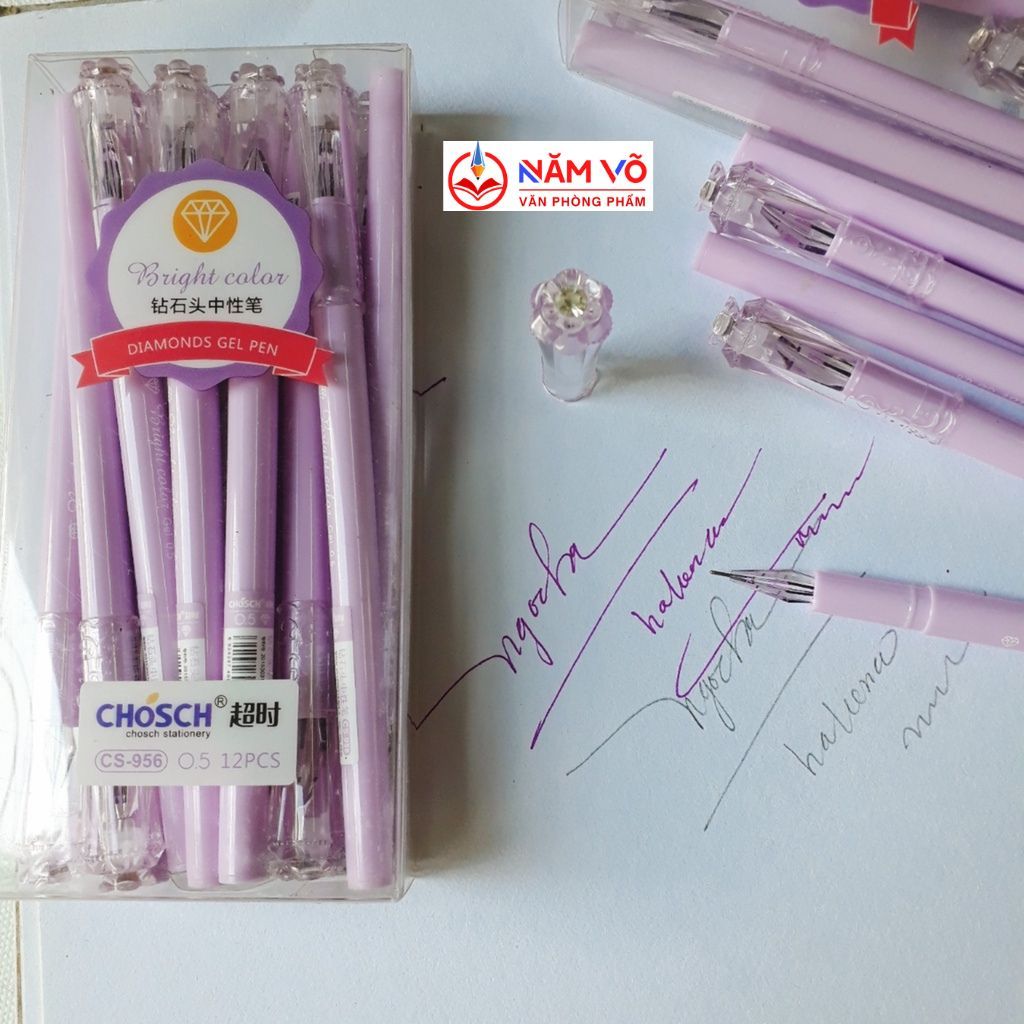 Hộp 12 Cây Bút Viết Gel Nước Hình Kim Cương Chosch CS - 956/CS956 Ngòi 0.5mm