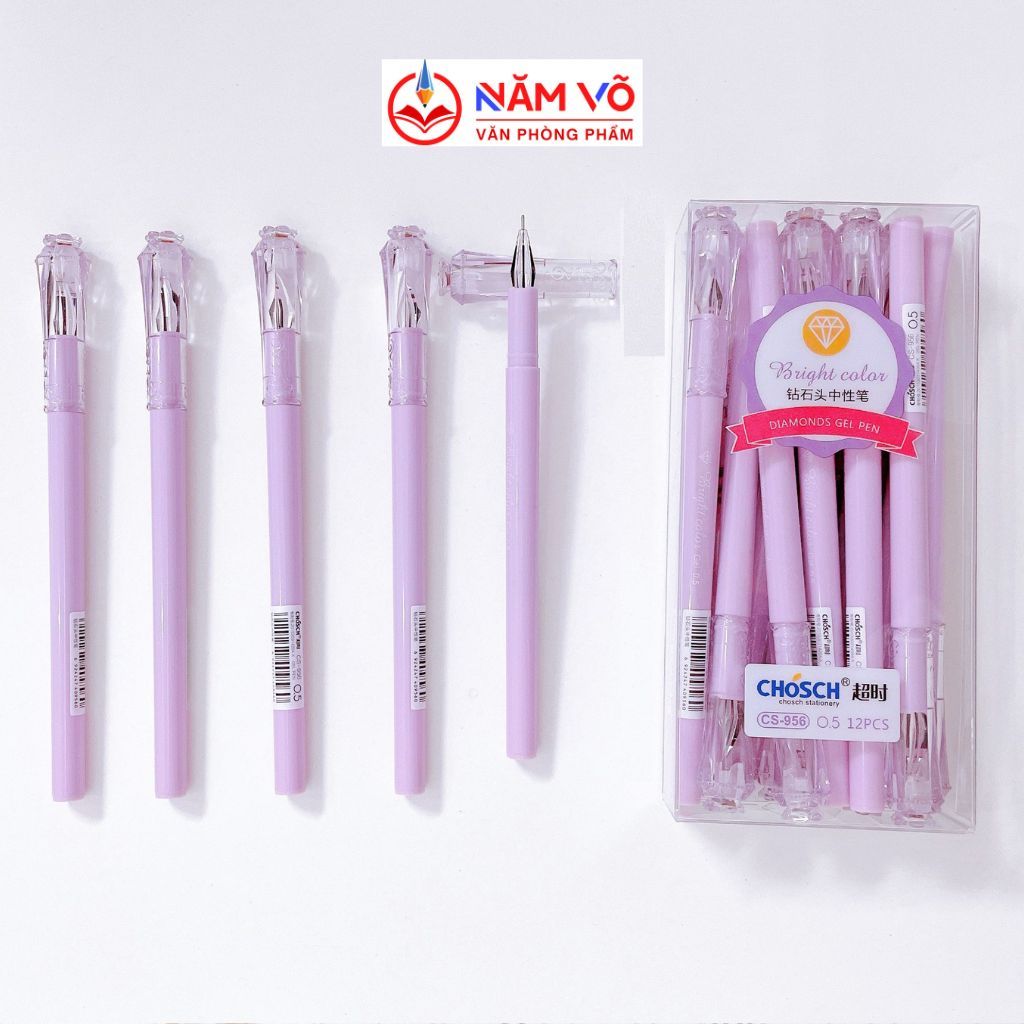 Hộp 12 Cây Bút Viết Gel Nước Hình Kim Cương Chosch CS - 956/CS956 Ngòi 0.5mm