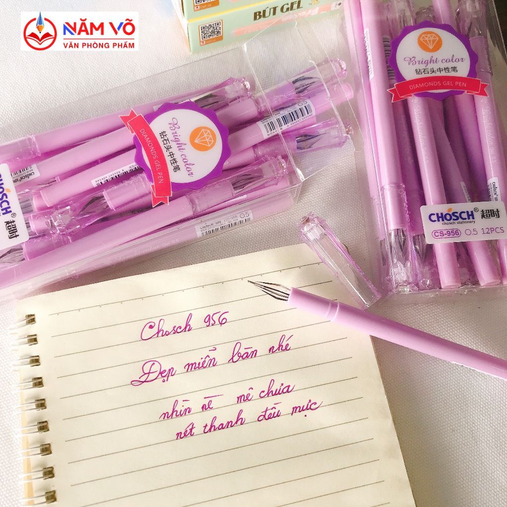 Hộp 12 Cây Bút Viết Gel Nước Hình Kim Cương Chosch CS - 956/CS956 Ngòi 0.5mm