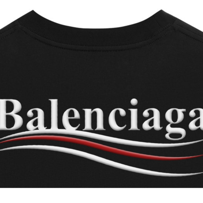 Áo Thun 230GSM Balenciaga In Thêu Form Tay Lỡ Đen I Oversized Fit