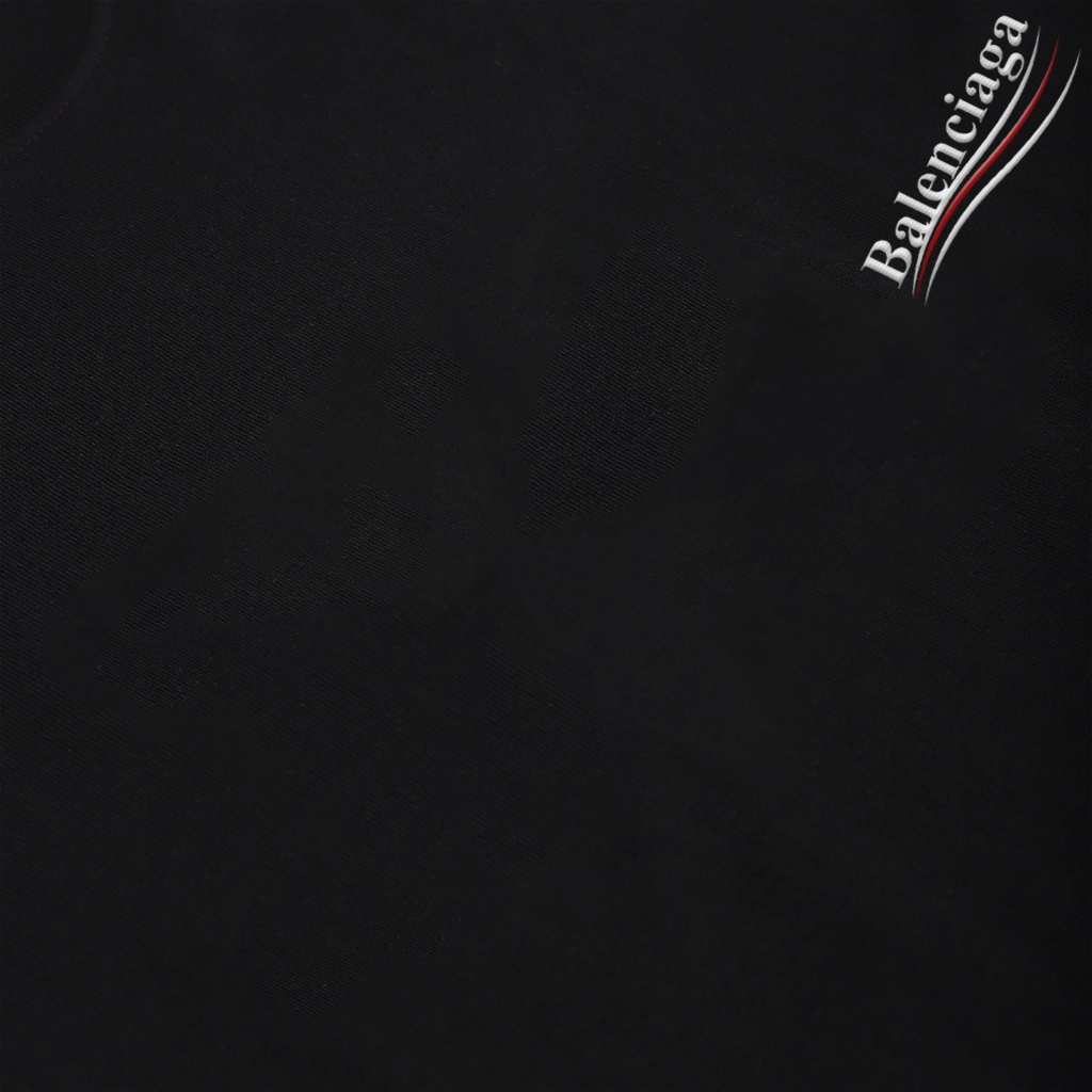 Áo Thun 230GSM Balenciaga In Thêu Form Tay Lỡ Đen I Oversized Fit