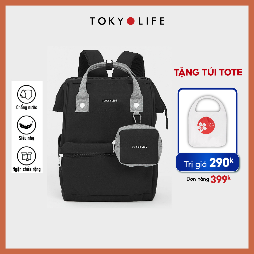 Balo chống trộm chống nước thời trang TOKYOLIFE nam nữ nhiều ngăn siêu nhẹ chất liệu cao cấp C8BPK001J (40x28x17 cm)