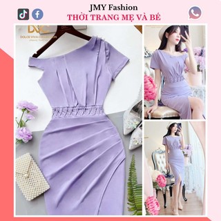 V4143 Vay tím body lệch vai đính ngọc sang chảnh [Dolce Viva Colection (DVC)] váy đầm tím body sexy trễ vai
