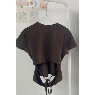 Áo thun croptop hở lưng cột dây(50-80kg)