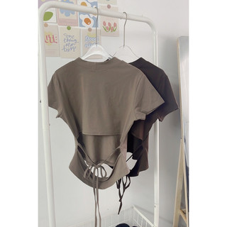 Áo thun croptop hở lưng cột dây(50-80kg)