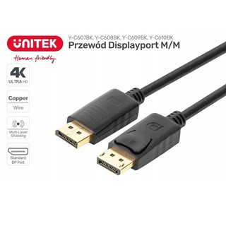 Dây cáp displayport 2m chuẩn 1.2 4k 60hz unitek y-c608bk