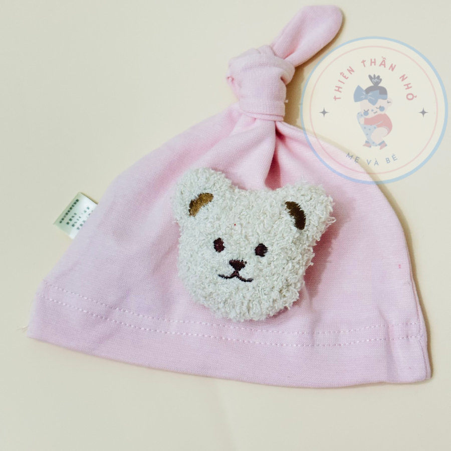 Mũ Củ Tỏi Cotton Đính Gấu Bông Xù Cho Bé, Trẻ Sơ Sinh, Bé Trai Bé Gái