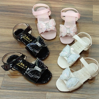 Sandal học sinh - dép quai hậu nơ bướm đá xinh xắn cho bé gái đế mềm thoáng chân chống trơn trượt XĐBĐ.