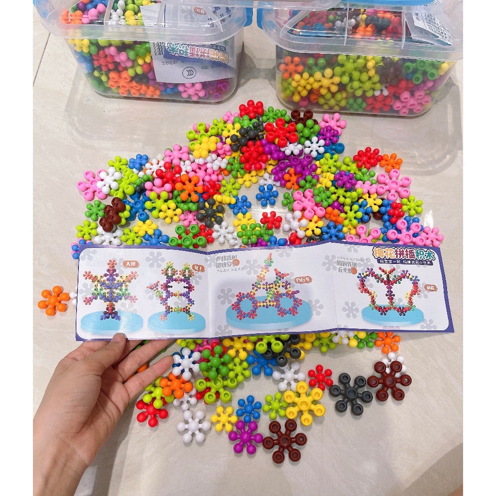 Bộ lắp ghép 3d hình hoa mai nhiều màu sắc cho bé, đồ chơi trí tuệ cho bé