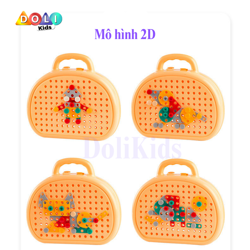 Bộ đồ chơi kỹ sư lắp ráp kèm khoan điện - đồ chơi vặn ốc vít - Cho bé từ 3 tuổi