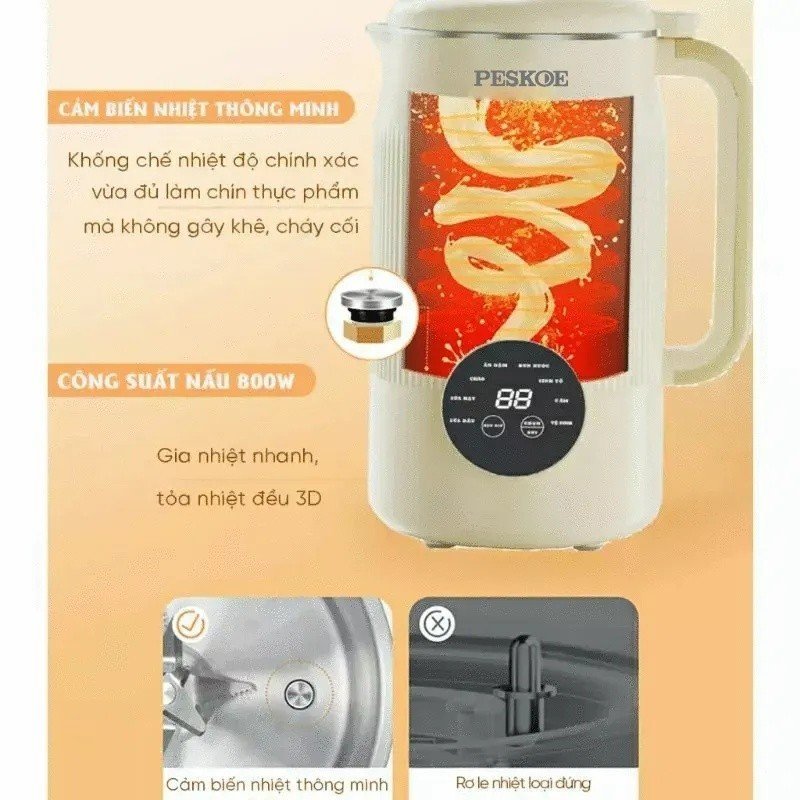 Máy xay sữa hạt đa năng, vừa nấu vừa xay, bảo hành 12 tháng