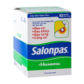 Cao dán Salonpas nóng giảm đau, túi 10 miếng