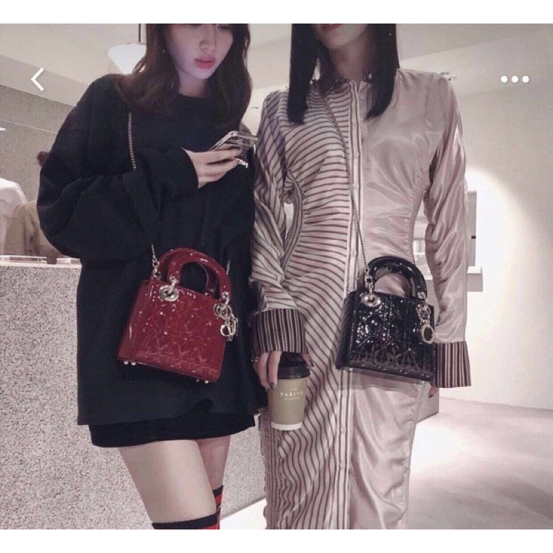 Túi xách nữ lady 3 ô da bóng tag bạc size 17