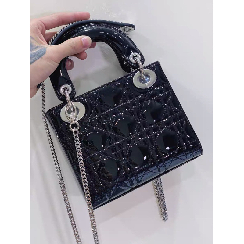 Túi xách nữ lady 3 ô da bóng tag bạc size 17