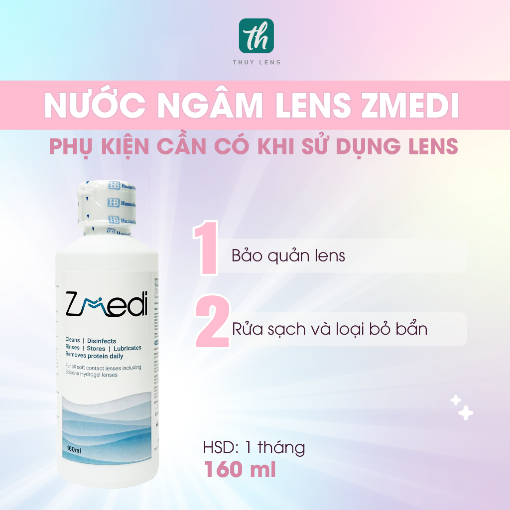 Nước ngâm lens Zmedi THÚY LENS chống khô mắt, rửa sạch kính áp tròng 150 ml
