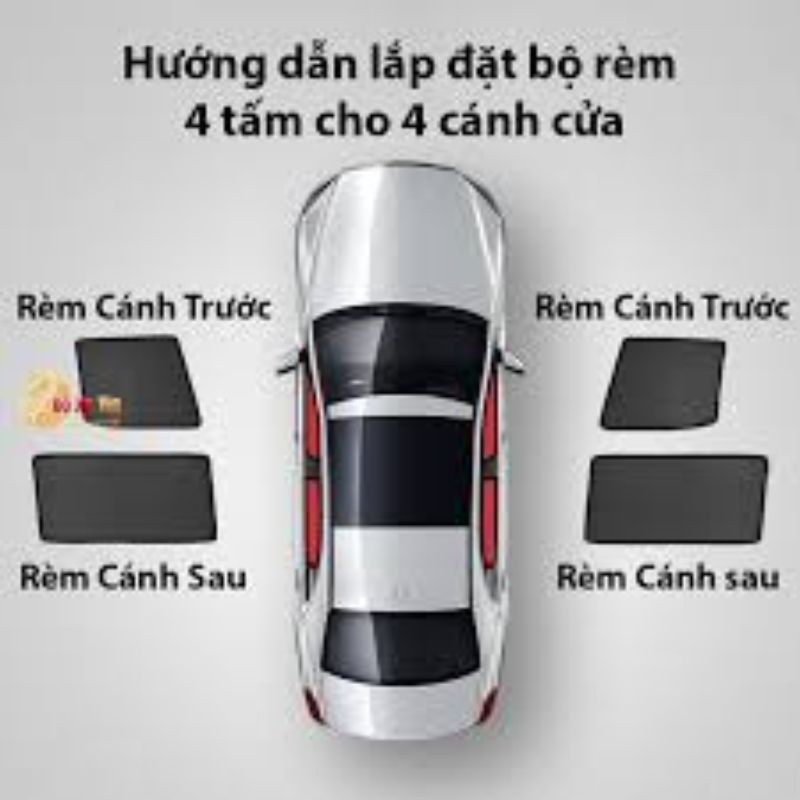 Rèm che nắng theo xe Toyota Yaris 2008-2013, 2014-2017,2019-2023 Bộ 4 tấm dính nam châm