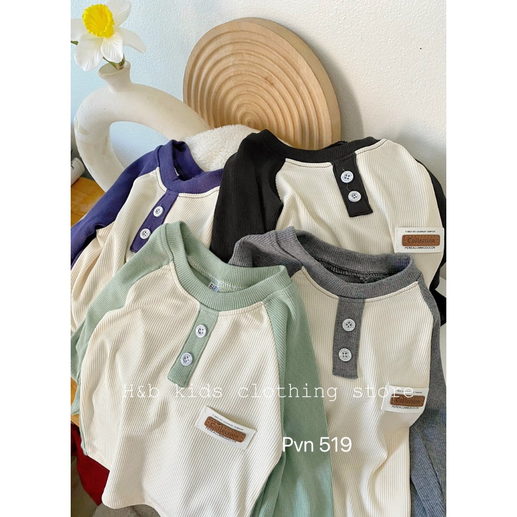 Bộ dài tay len tăm đích cúc phối màu cho bé 6-18kg Namkidshop