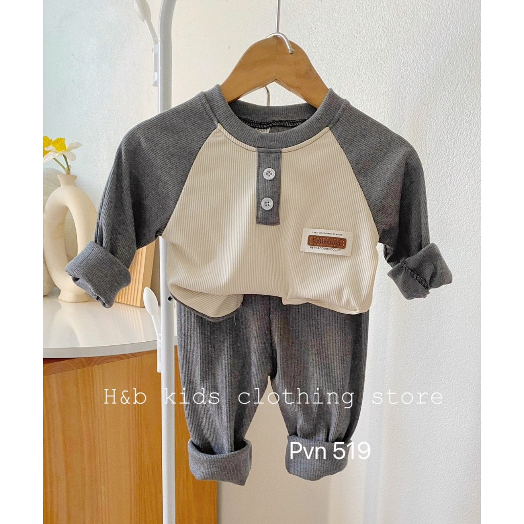 Bộ dài tay len tăm đích cúc phối màu cho bé 6-18kg Namkidshop