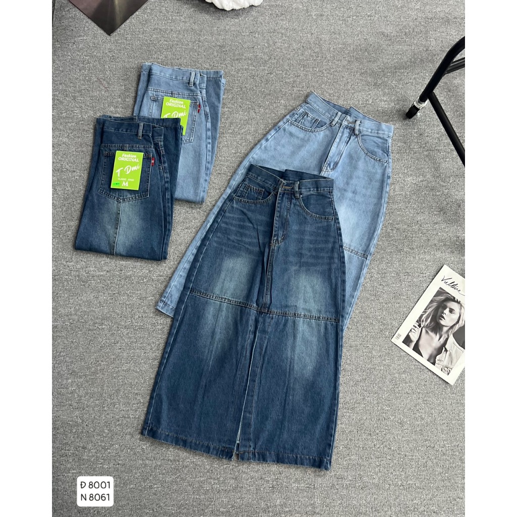 Chân Váy Jean Đuôi Cá Nữ Dáng Dài Qua Gối Xẻ Tà Trước Cạp Cao Chất Bò - 312