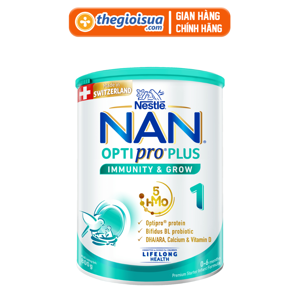 Sữa bột Nan Optipro Plus 1 800g 0-6 tháng